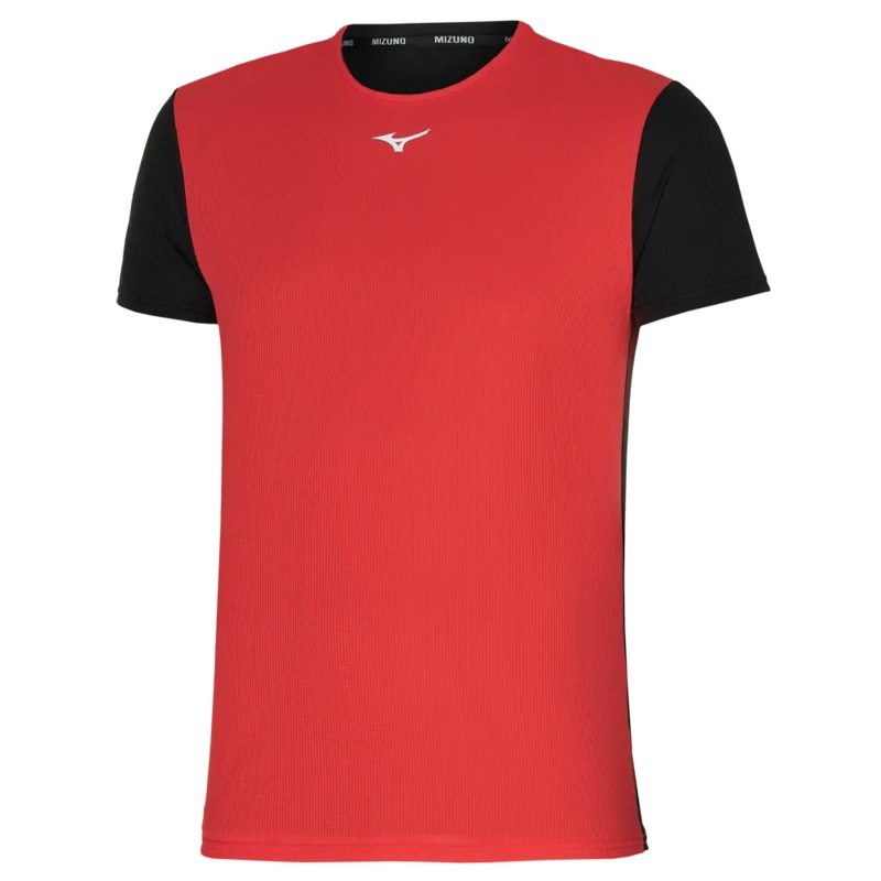 Mizuno Mens DRYAEROFLOW Gym T-shirt – Fiery Red/Black