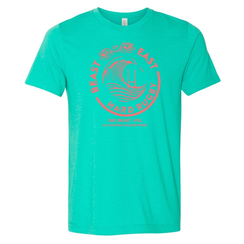 BOE ’22 Hard Rugby T-Shirt|Heather Sea Green|Heather Pink|X-Small|Small|Medium|Large|X-Large|2X-Large|3X-Large|4X-Large