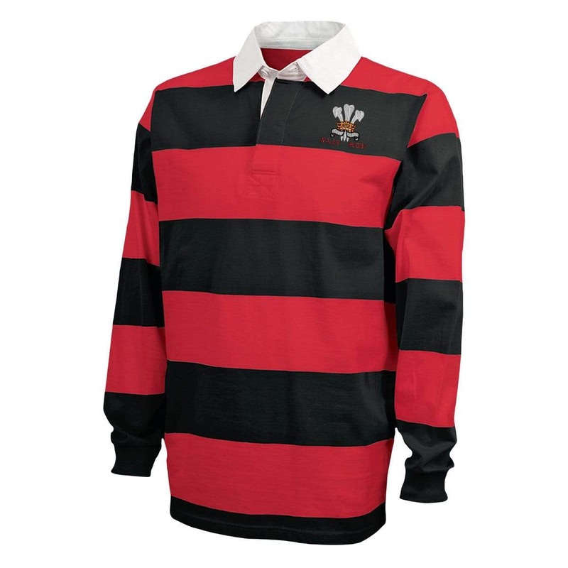 Wales Hooped Rugby Shirt|2X-Small|X-Small|Small|Medium|Large|X-Large|2X-Large|3X-Large