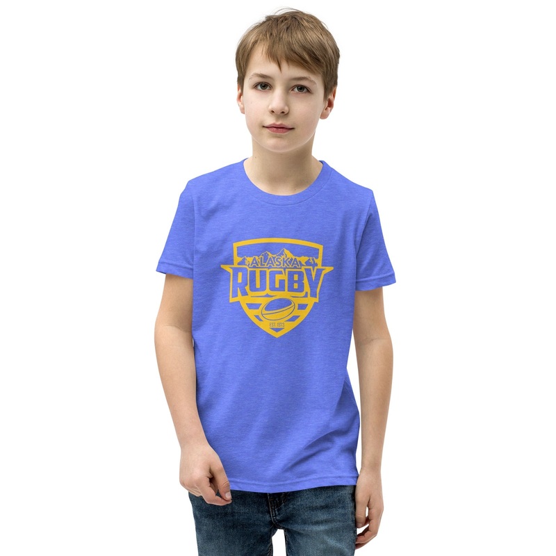 Alaska Rugby Youth Social Tee|Heather Columbia Blue|Navy|Mustard|Black|Youth Small|Youth Medium|Youth Large|Youth X-Large