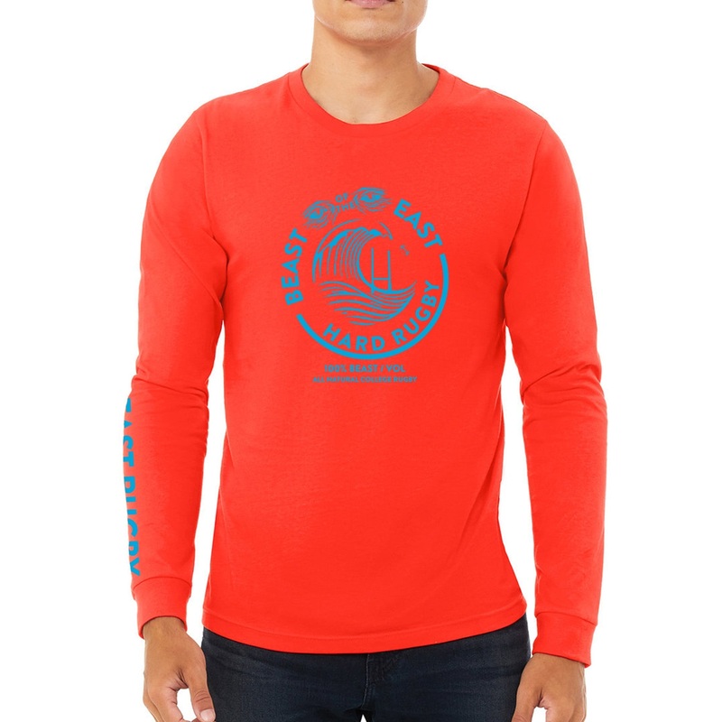 BOE ’22 Hard Rugby LS Tee|Poppy Red|Black Heather|X-Small|Small|Medium|Large|X-Large|2X-Large|3X-Large