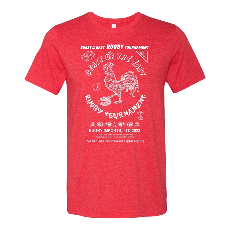 BOE ’23 Spicy Rugby T-Shirt|Heather Red|Black Heather|X-Small|Small|Medium|Large|X-Large|2X-Large|3X-Large|4X-Large|5X-Large