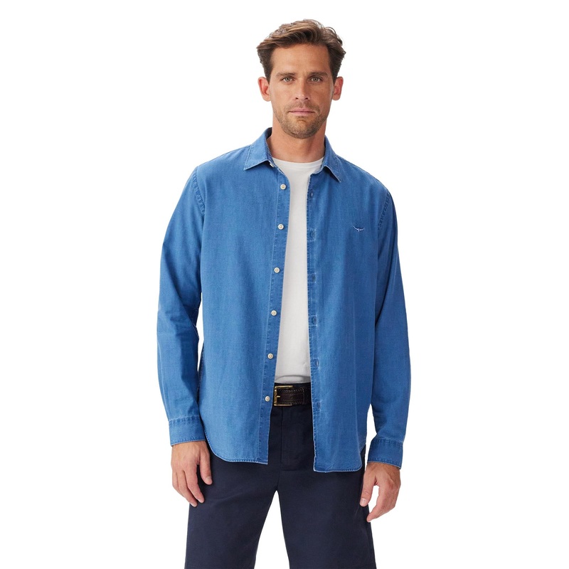 Arno Regular Indigo Shirt|Aged Indigo|Medium|Large|X-Large|2X-Large
