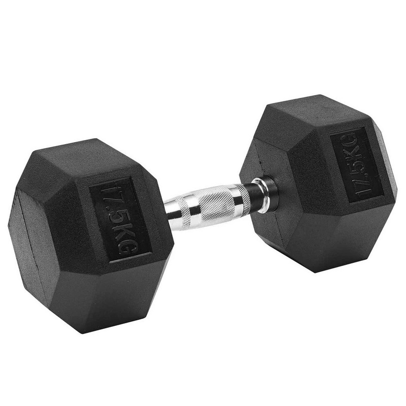 17.5kg Rubber Hexagon Dumbbell