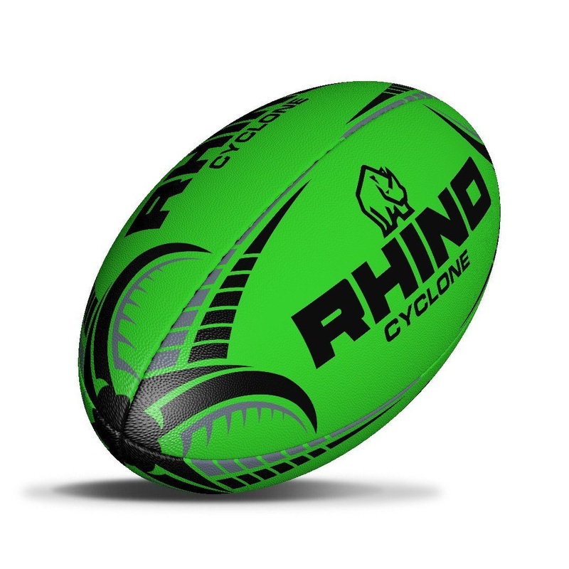 Rhino Cyclone Rugby Ball Fluorescent Green Size 3