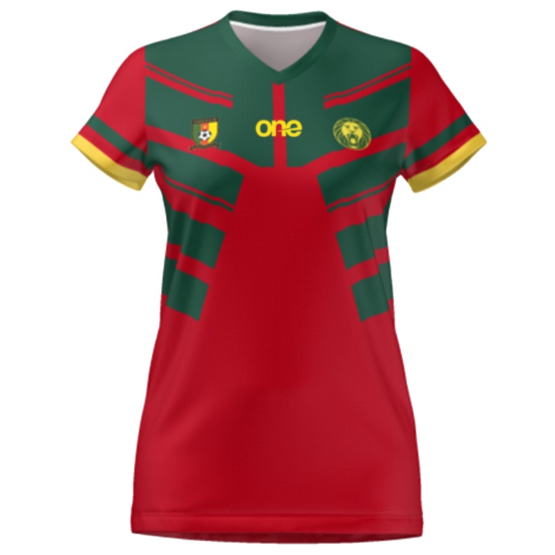 Official Women Cameroon FECAFOOT Red Fan Wear Jersey