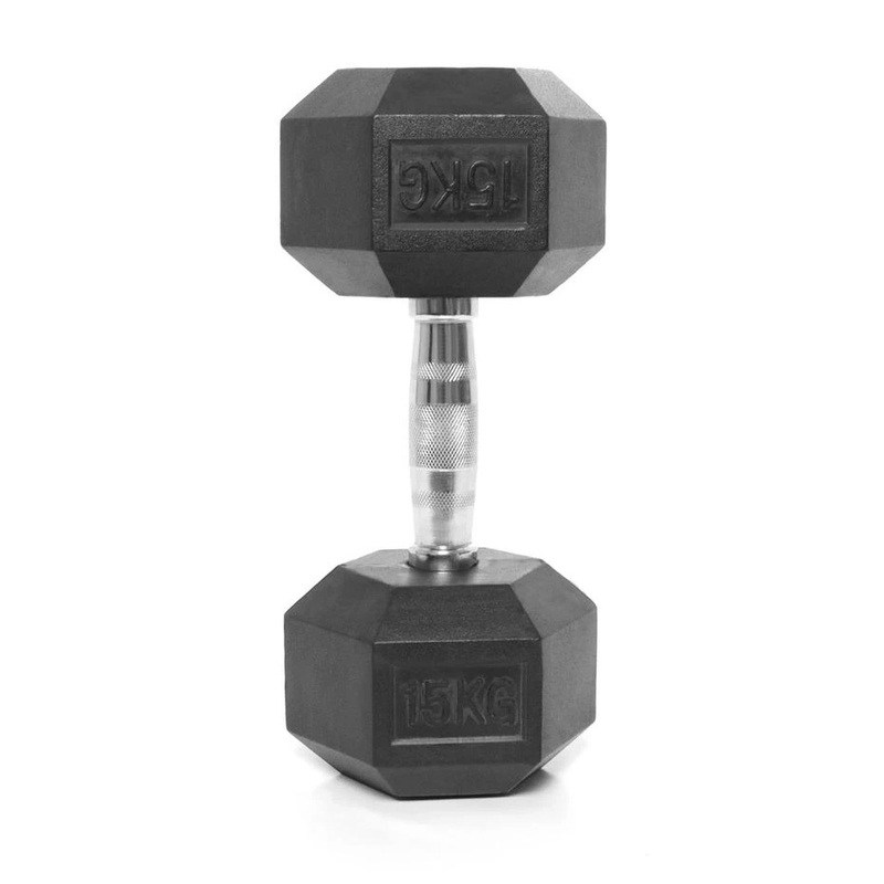 15kg Rubber Hexagon Dumbbell