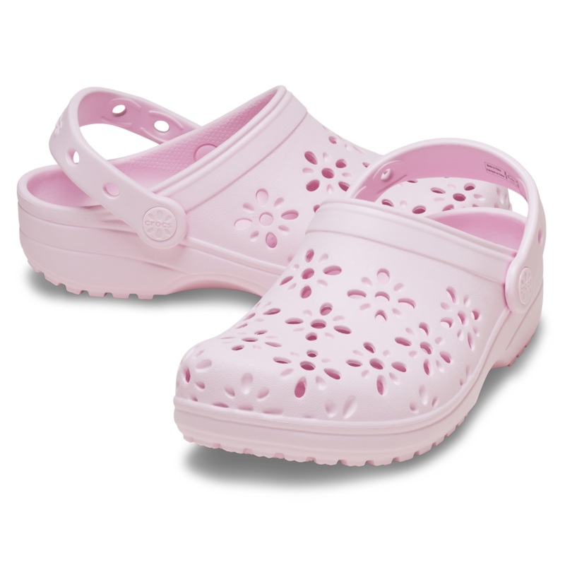 Classic Floral Cut Out Clog Toddlers – pink milk
