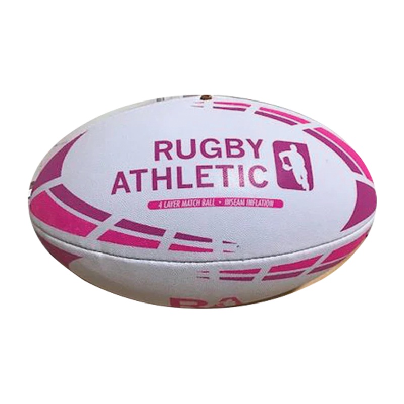 *White w/ Pink Lines Rugby Ball – Size 5